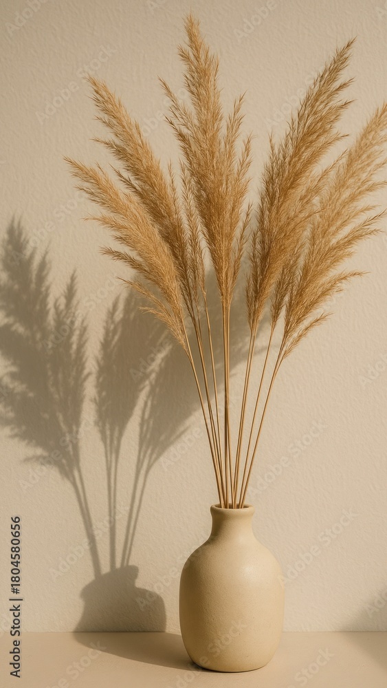 Naklejka premium Elegant pampas grass vase decor mobile wallpaper