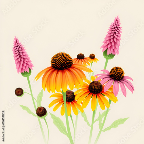 A Coneflowers wildflower clip art illustration coneflowers plant vector