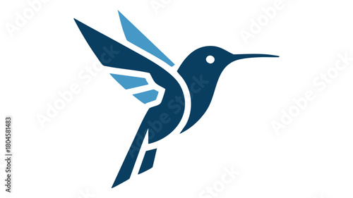 Blue stylized hummingbird logo