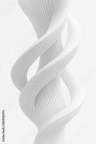 Abstract White Twisted Cylindrical Shape 3D Render
