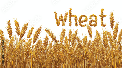 Field of Wheat with Wheat Word Vector Outline