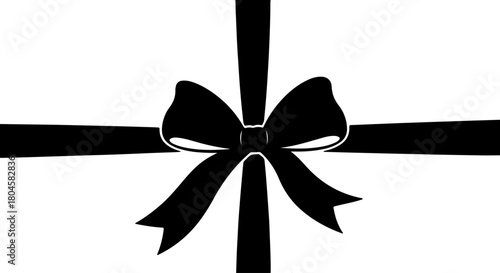 Simple Black Ribbon Gift Bow - Minimalist Silhouette for Celebration and Decoration