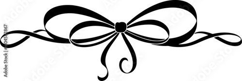 Elegant Decorative Bow Icon with Flowing Ribbons for Design and Embellishment