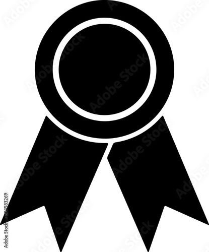 Black Award Ribbon Icon Celebrating Achievement, Recognition, and Success