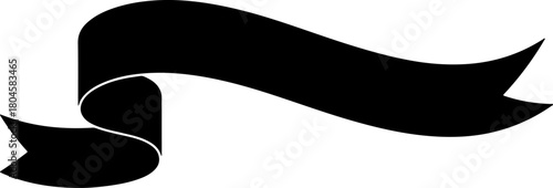 Elegant Black Ribbon Banner A Versatile Design Element for Your Creative Projects