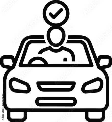 Driver approved car icon vector driving school safety checklist transport eps silhouette