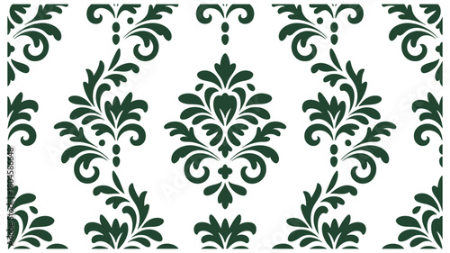 Dark green damask seamless pattern