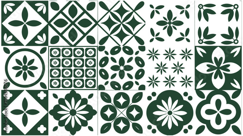 Green decorative tile patterns