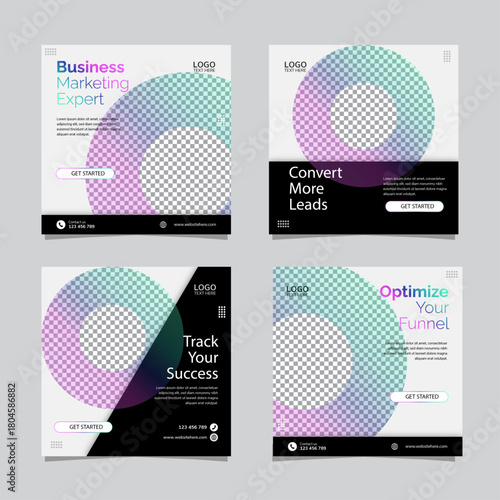 Social Media Marketing Post Template Pack, Expert Business Design Kit, Editable AI file