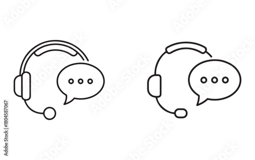 Customer Service Headset Icon: Contact Center Support, Technical Help, and Communication