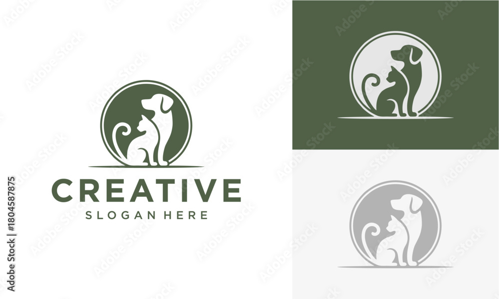 Obraz premium dog and cat vector logo design