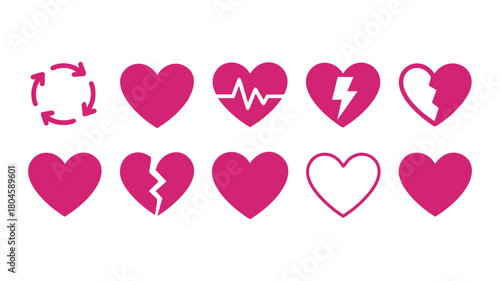 Heart icon set various emotions