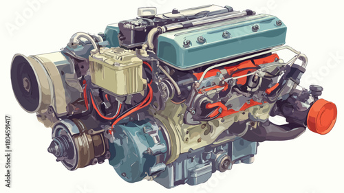 Detailed Vector Illustration of Car Engine without Engine Parts