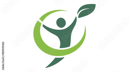 Healthy person green leaf logo
