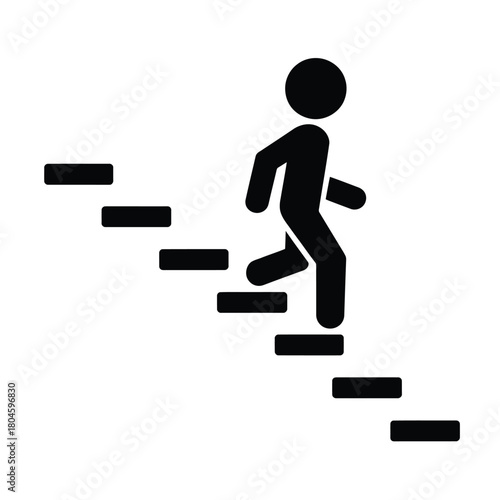 Stick figure walking down a set of stairs