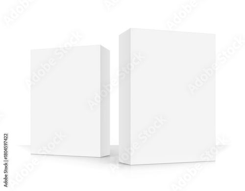 Realistic cardboard boxes mockup set. Perspective views. Vector illustration. Can be use for food, medicine, cosmetic and etc. Ready for your design. EPS10.