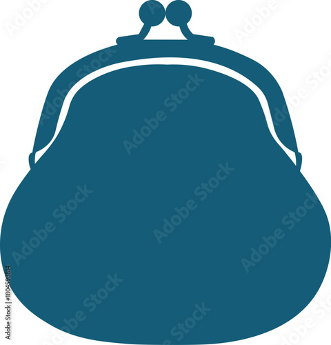 Teal colored coin purse with white trim and silver clasp blue clutch