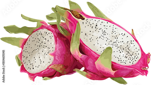 Exotic Pitaya Tropical Fruit Refreshing White Background