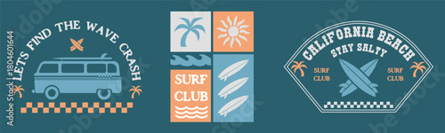 Collection of Surf Badges design, for tshirt branding, beachwear branding and other uses