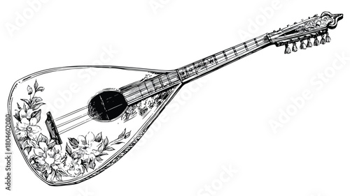 Hand Drawn Balalaika Musical Instrument Vector Illustration