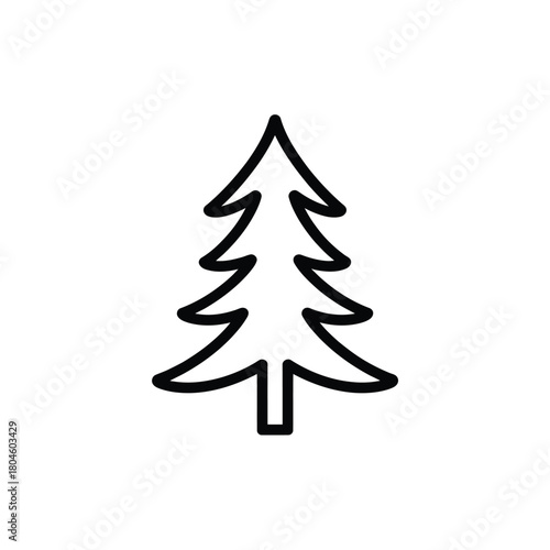 Simple outline drawing of a pine tree on white background