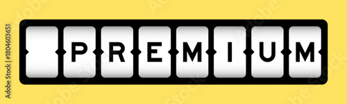 Black color in word premium on slot banner with yellow color background