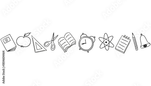 Back to school doodle seamless pattern vector illustration