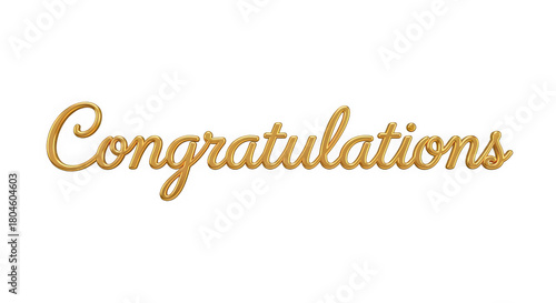 Gold congratulations script text on a transparent background