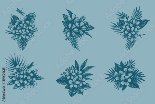 small flower bouquets with Vintage bouquet vector. herbaceous vines, dahlias, asters, zinnias, spikelet's, and honeysuckle berries. Vector botanical illustration. eps10