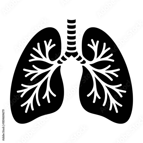 Lungs human organ Design icon Silhouette vector on white background