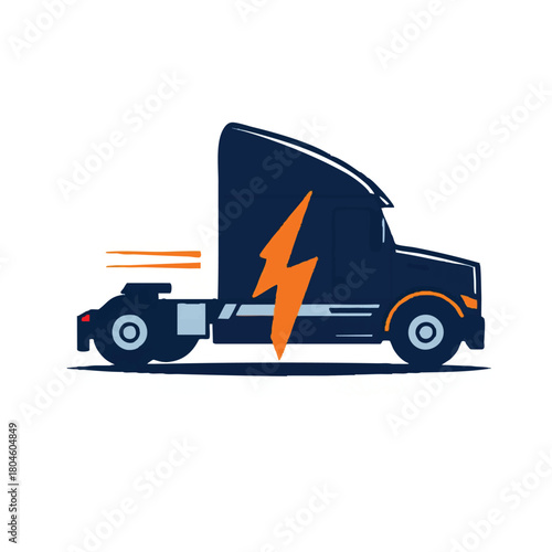 Electric Truck Lightning Bolt Symbol Fast Logistics