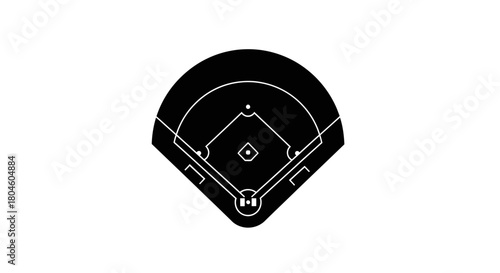 Sleek baseball field vector for sports design, team logos, and athletic event promotions, ideal for baseball enthusiasts and graphic designers alike