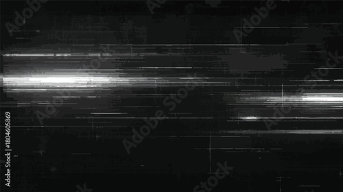 Abstract black and white glitch background with light effect and noise