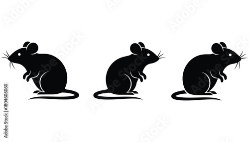 Black mouse silhouette vector illustration animal rodent pest