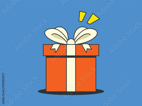 Red gift box, promotions, give away, surprise, web graphic element
