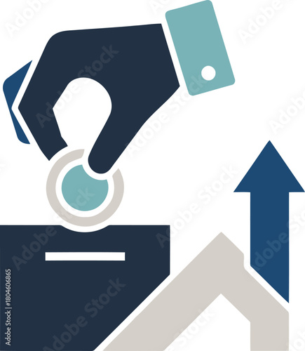Hand placing coin into box for investment and financial growth
