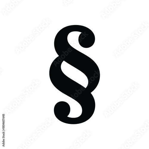 Black paragraph symbol on white background legal justice concept