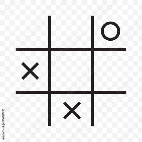 Tic tac toe icon on transparent grid.