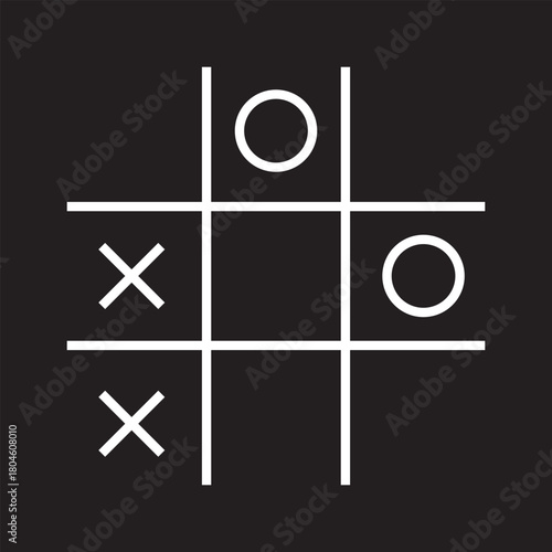 white tic tac toe vector icon on black background. modern flat tic tac toe from entertainment and arcade concept vector sign symbol can be use for web, mobile and logo.