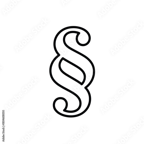 Black paragraph symbol on white background legal document icon