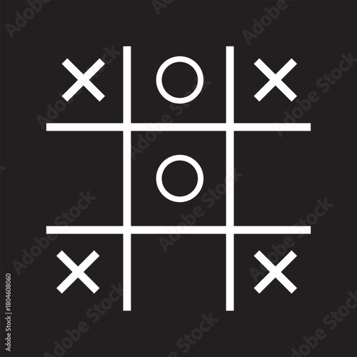 white tic tac toe vector icon on black background. modern flat tic tac toe from entertainment and arcade concept vector sign symbol can be use for web, mobile and logo.