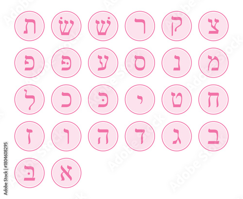 Vector illustration of Hebrew alphabet letters collection