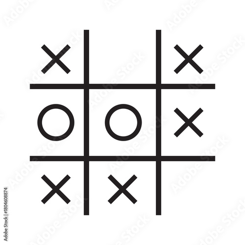 Tic tac toe simple icon. Flat design. White background.
