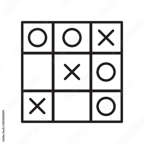 Tic tac toe simple icon. Flat design. White background.
