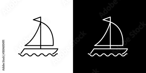 Modern sailboat icon design Simple nautical vector illustration in black and white styles