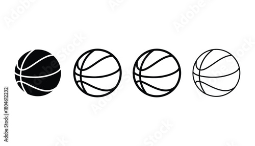 Basketball icon vector set sports equipment design illustration