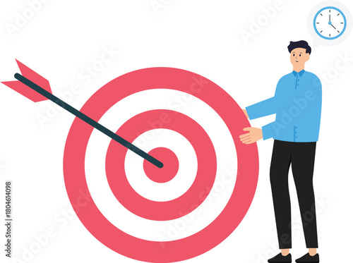 Stay focused on working man with goals, schedule and new mail. Work in focus and productivity self-discipline. Achievement of objectives concept
