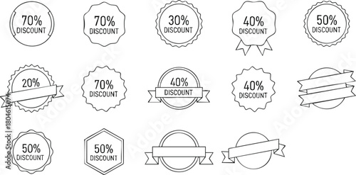 Discounts and Sales A Variety of Price Reduction Seals and Banners