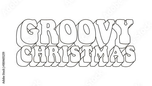 Retro groovy christmas design vintage holiday season graphic