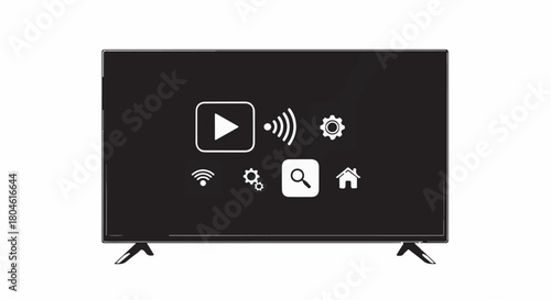 Modern television screen displaying smart TV interface with app icons and settings